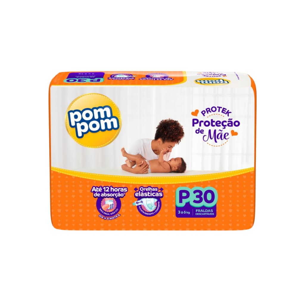 Fralda Descartável Infantil PomPom Protek Jumbo Barato Revenda