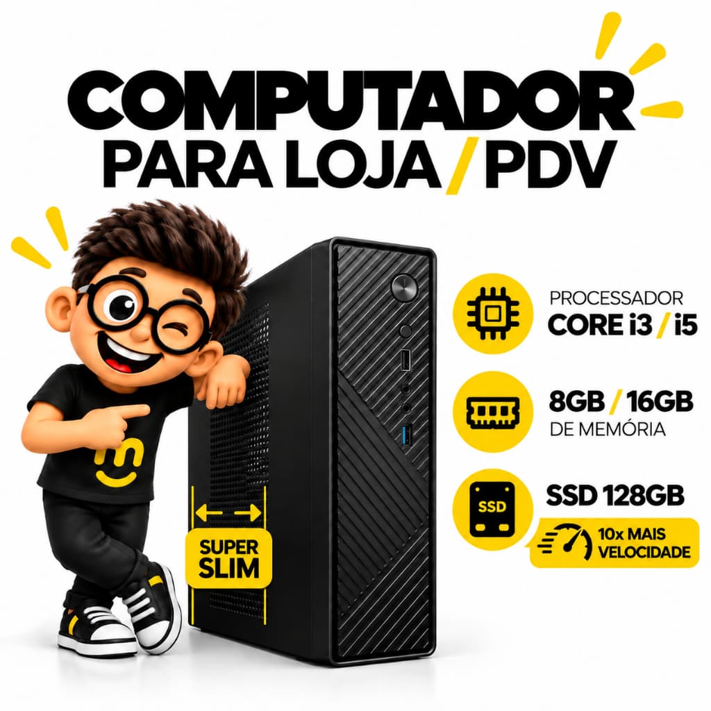 Computador para Loja Slim com SSD, WiFi e Win 11