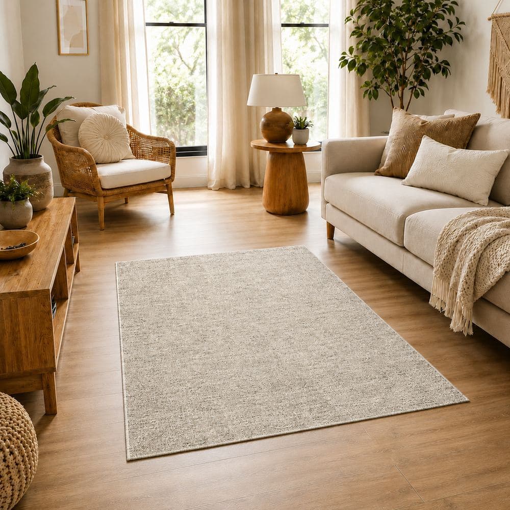 Tapete Linho 140x100 Antiderrapante Bege Para Sala Quarto Escritório