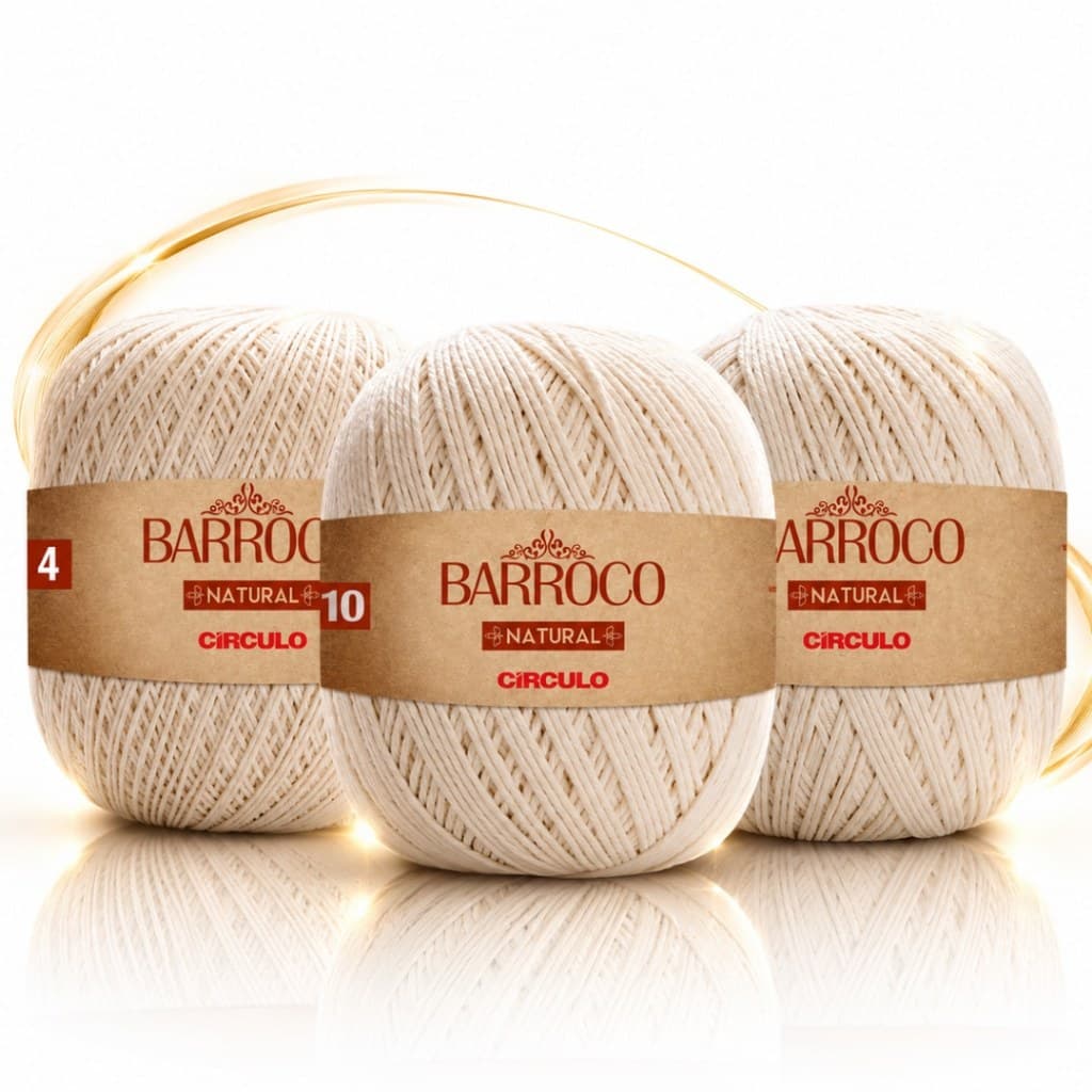 Barbante Barroco Natural Círculo 700g 100% Algodão Nº 4, 6, 8 e 10 para Crochê