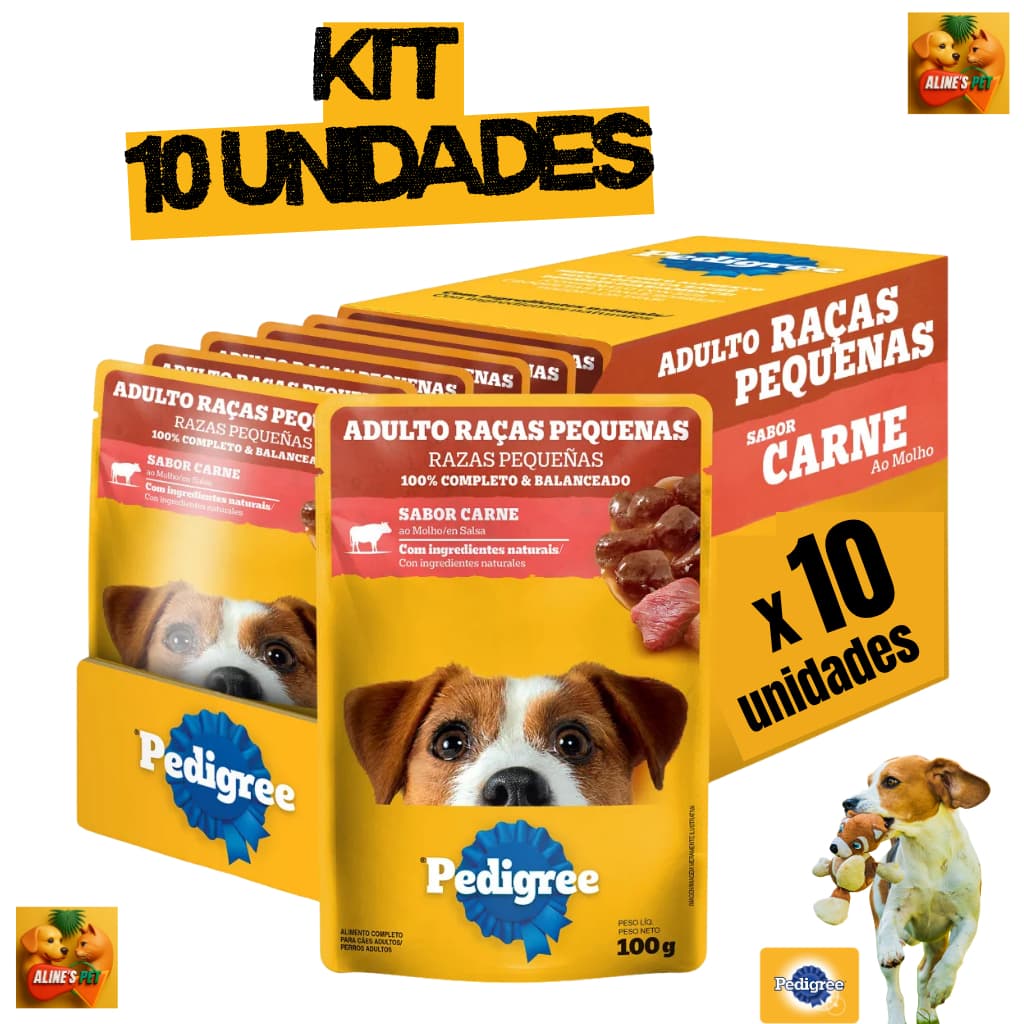 Sache PEDIGREE Raças pequenas CARNE AO MOLHO 100G KIT 10 UN