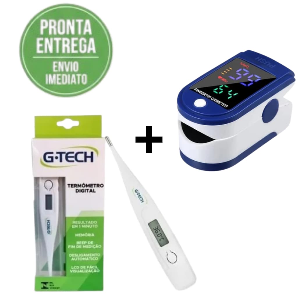 Kit Oximetro Digital De Dedo + Termômetro Digital G-TECH ENVIO IMEDIATO