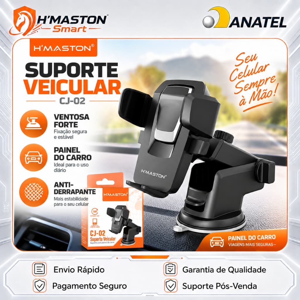 Suporte Celular Carro Veicular Porta Celular Suporte Para Celular Para Carro H'Maston CJ-02