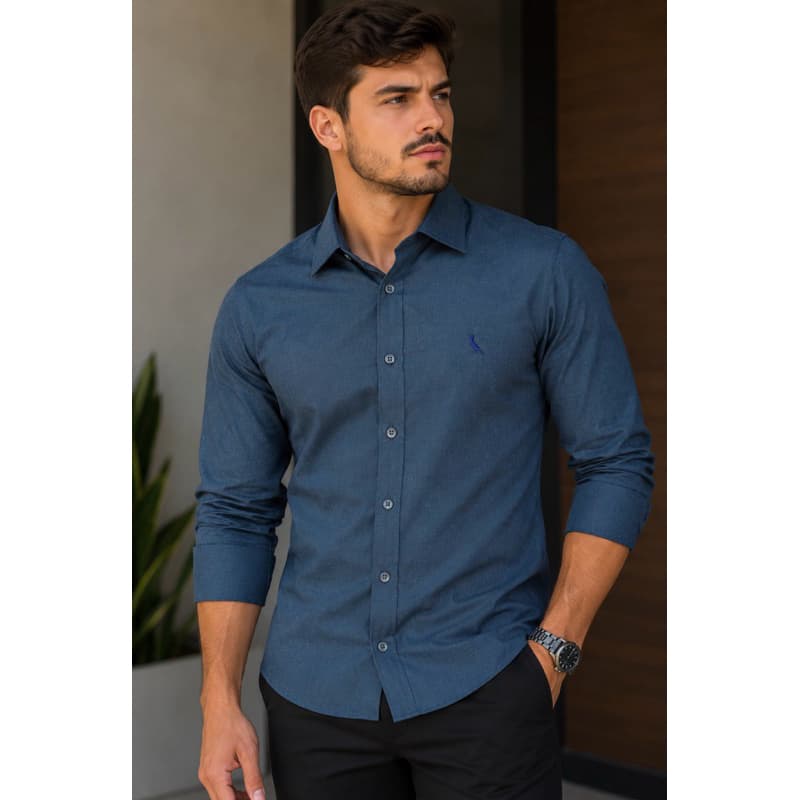 Camisa Masculina Slim Fit Reserva Manga Longa Tecido Premium Social