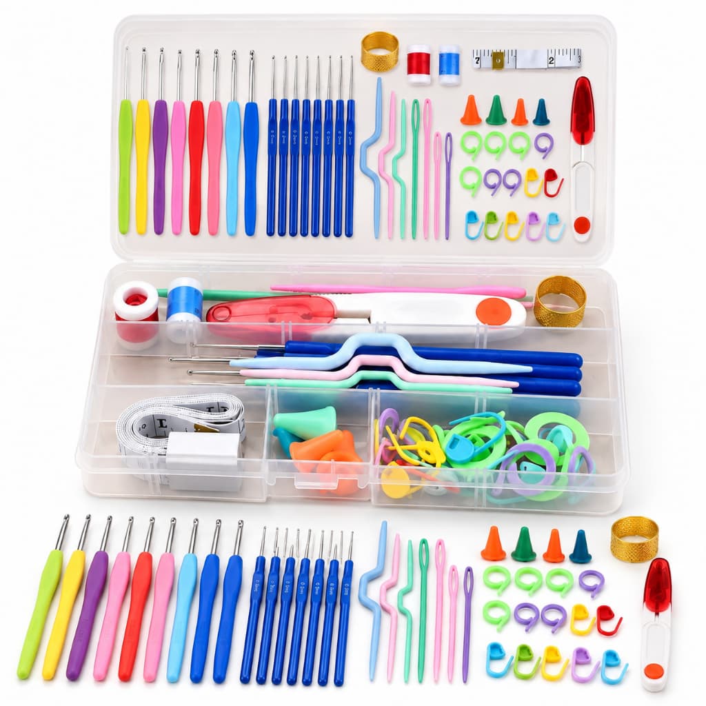 Kit Crochê Completo 53 Peças Para Amiguri Agulhas Tesoura Acessórios Ferramenta BORDADO