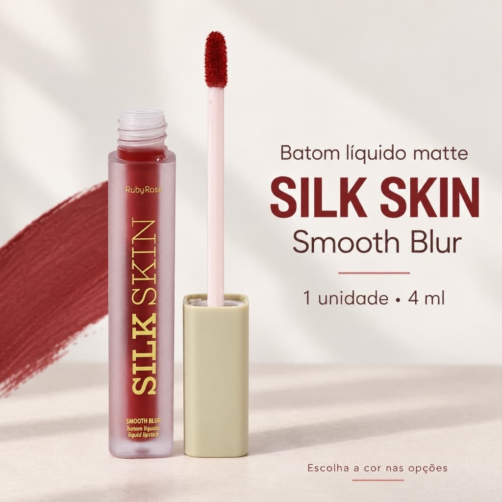 Batom Líquido Matte Ruby Rose Silk Skin Smooth Blur 4ml Aveludado