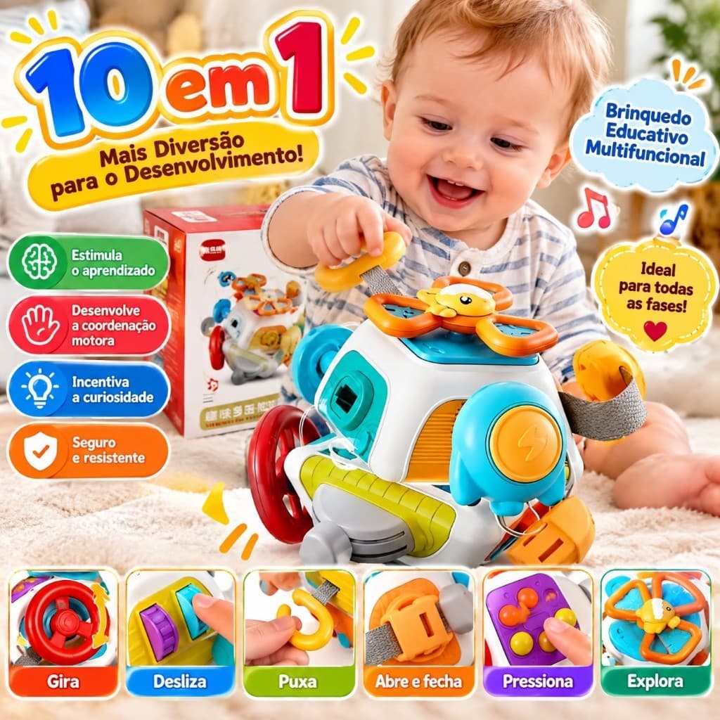Bola Multiatividades Educativa Brinquedo Interativo para Bebês Presente Ideal para o Dia das Crianças