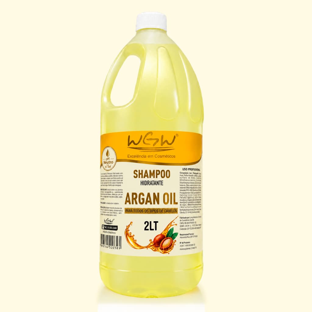 Linha WGW Argan Oil 2 Litros Shampoo Condicionador Hidratante Para Todos os Tipos de Cabelos
