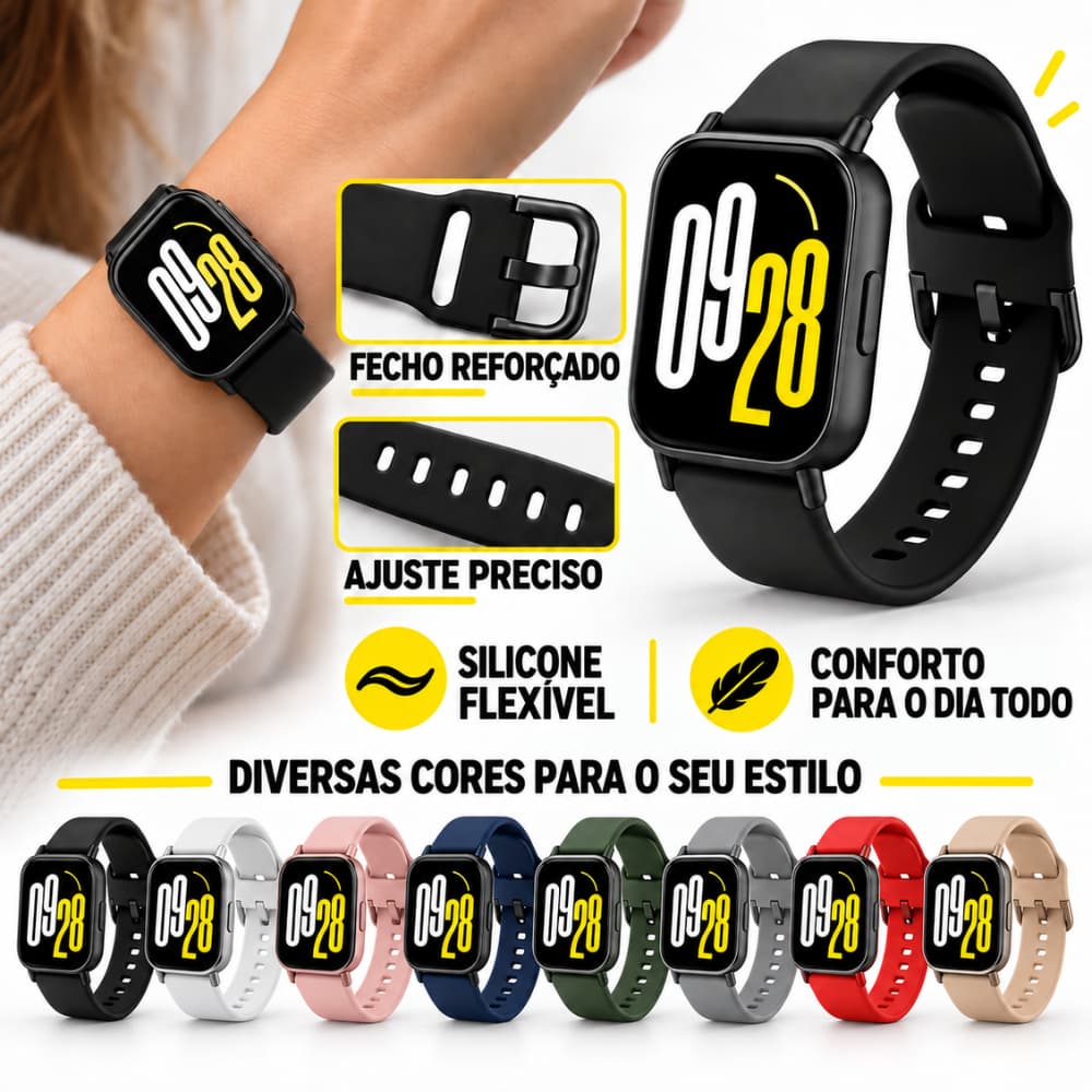 Pulseira Premium 22mm de Silicone Para Redmi Watch 5 Lite e Redmi Watch 5 Active Smartwatch