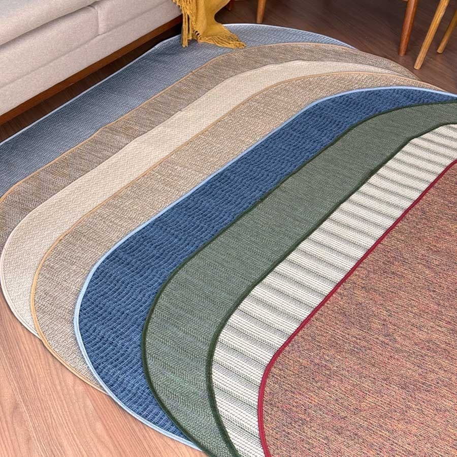 Tapete Orgânico Sisal Sintético Oval 200x100 Orgânico Para Sala Grande Antiderrapante Moderno Diversas Cores