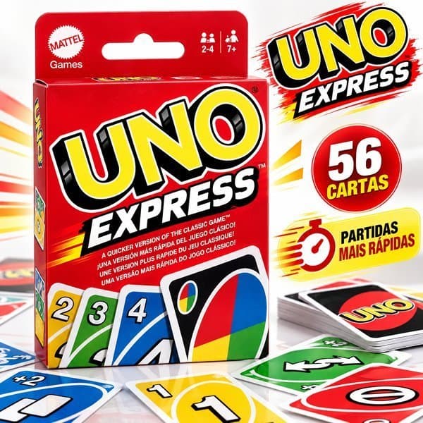 Jogo de Cartas UNO Express Mattel Original Baralho UNO Rápido Diversão em Família