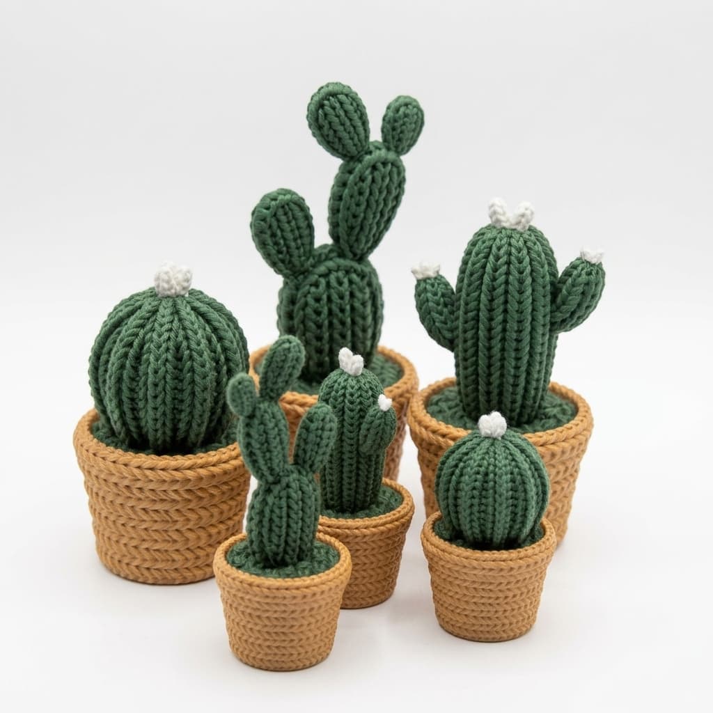 Kit Cactos de Crochê Amigurumi em Vasinhos - Decoração Charmosa para Casa, Sala e Escritório