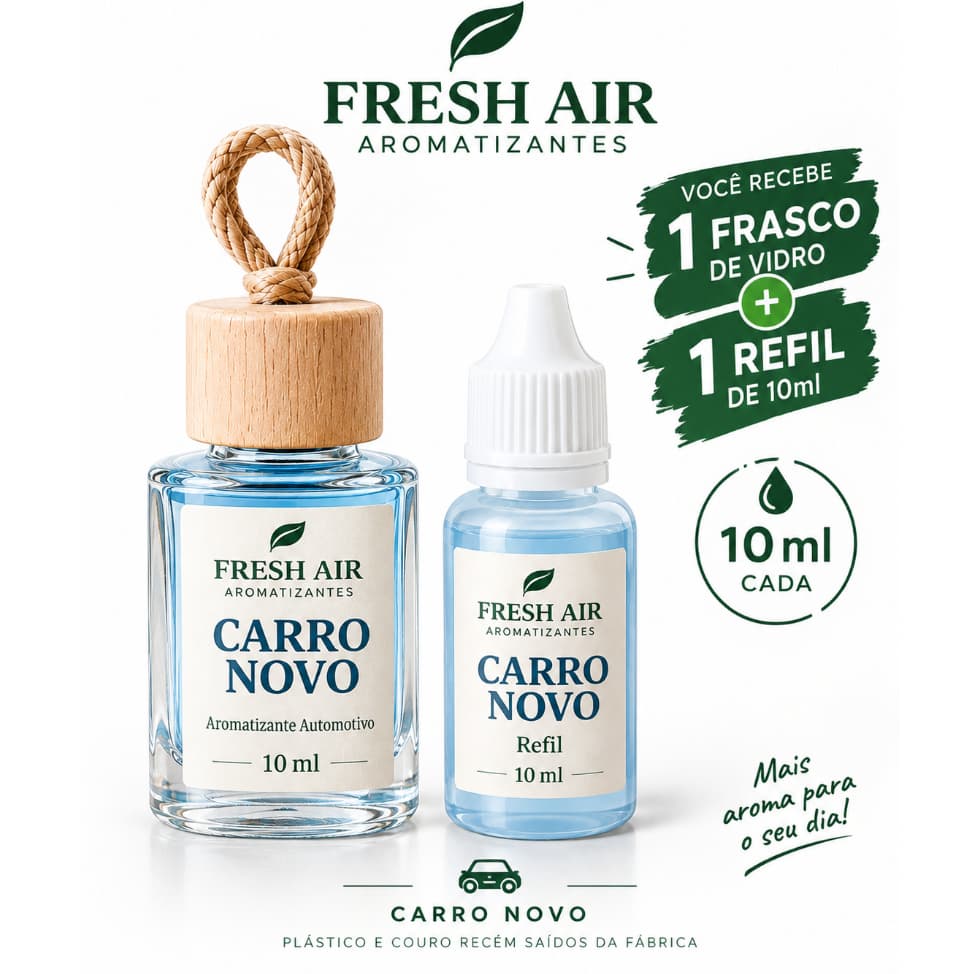 Kit Cheirinho para Carro + Refil Premium Concentrado de Luxo Aromatizante Automotivo Carro Novo