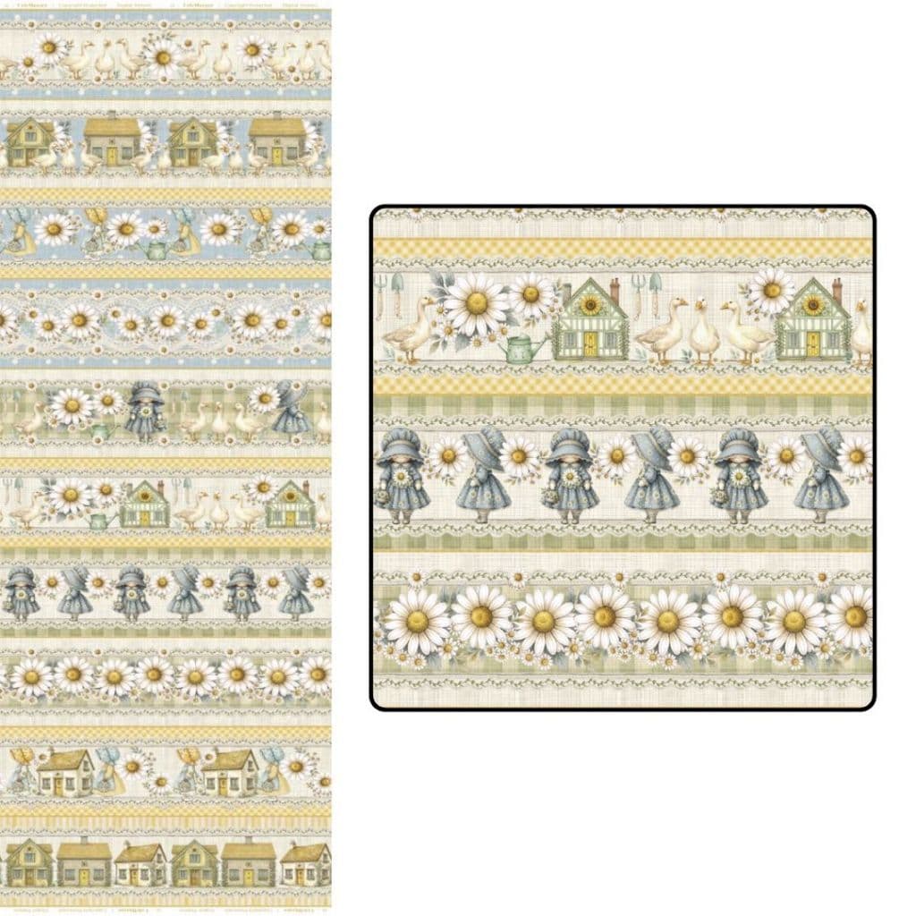 Tecido Patchwork Digital (60 cm) Barrado Cottage D80/03