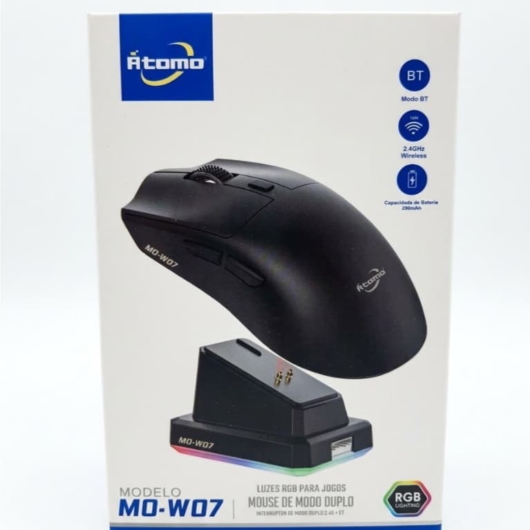 Mouse Gamer Sem Fio Mouse de Modo Duplo Luzes RGB Para Jogos Bateria 350mAh Modelo MO-W07