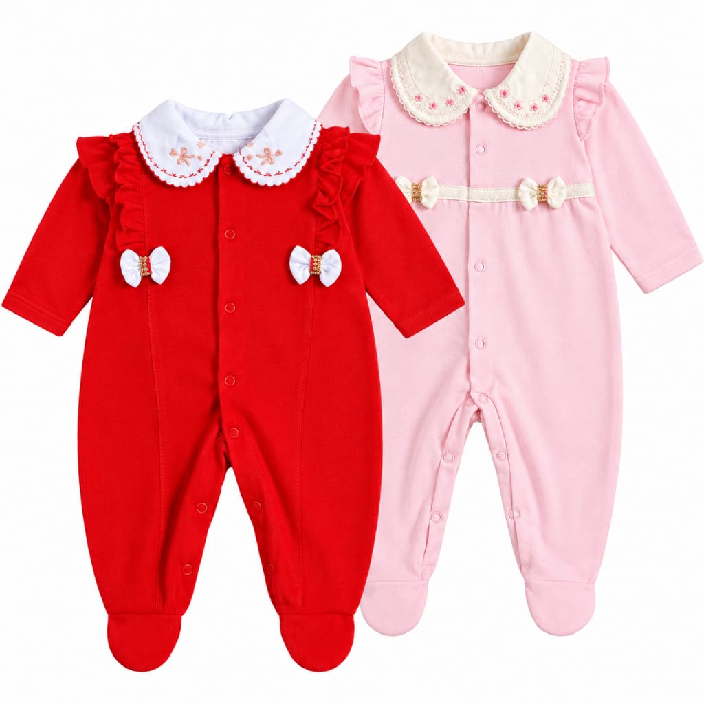 kit Macacão Bebe Menina Longo Malha Algodão Confortavel  Enxoval 2 UN