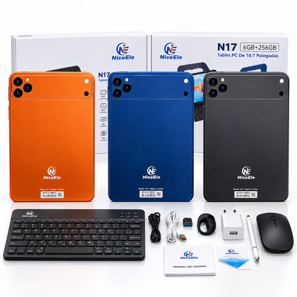 Tablet N17 256GB Android 14 Com Entrada CHIP 5G e WIFI + Kit Acessórios (Teclado + Mouse + Caneta ) Envio Rápido Anatel