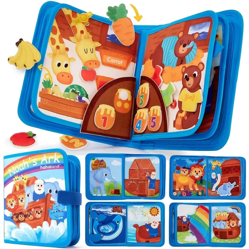 Livro Silencioso Arca de Noé Montessori de Feltro Brinquedo Sensorial Natal para Crianças 1-5 Anos