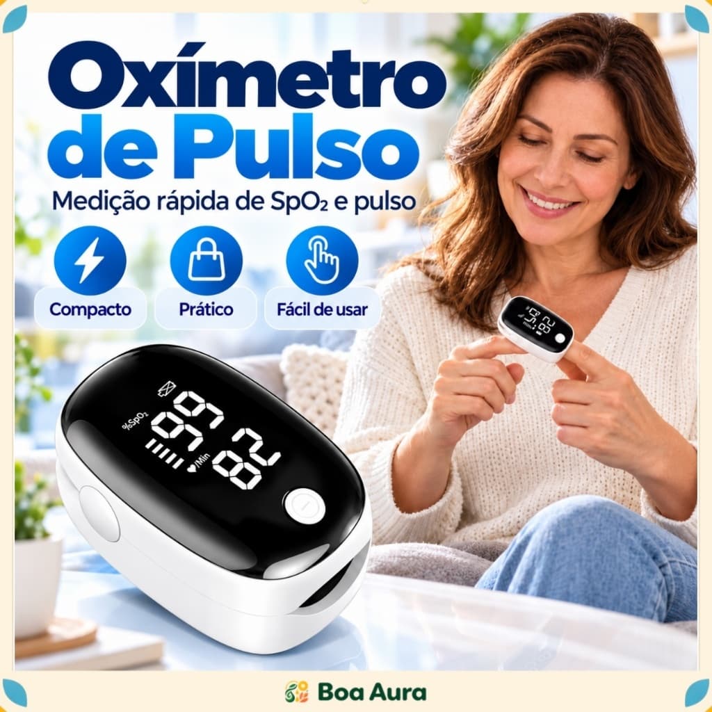 Oxímetro de Pulso Digital de Dedo Medidor de Oxigênio no Sangue SpO2 e Frequência Cardíaca Portátil