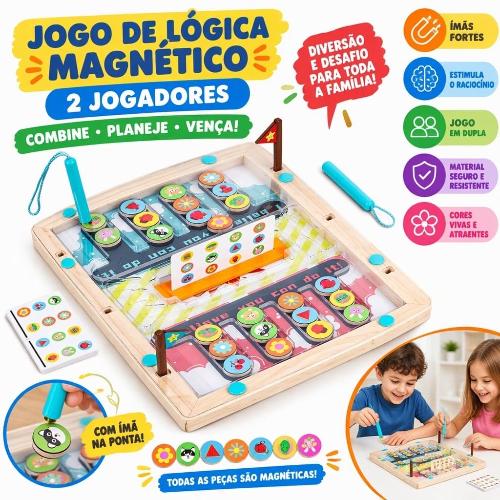 Jogo de Tabuleiro Magnético Infantil Desafio de Corrida Brinquedo Divertido para Crianças e Família