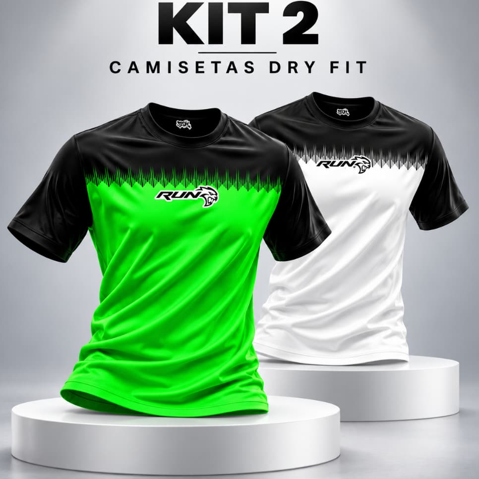 Kit 2 Camisas Dry Fit Masculina Malha Fria Verão Academia Musculação Treino Corrida Respirável