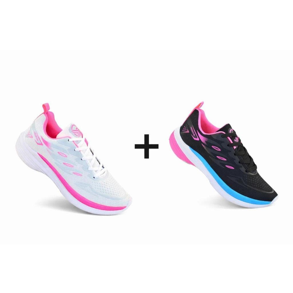 KIT 2 PARES Tenis Feminino Escolar Academia Original FREEDOM Corrida Caminhada Treino PROMOÇÃO BRANCO PINK + AZUL PINK