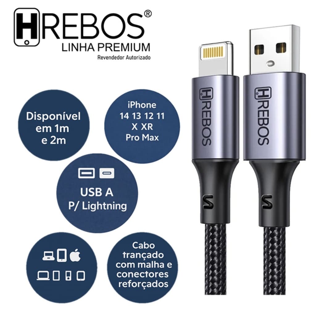 Cabo USB Lightning iPhone 14 13 12 11 X XR 9 8 Pro Max  27W 1m 2m 3m Rápido Turbo Trançado Nylon