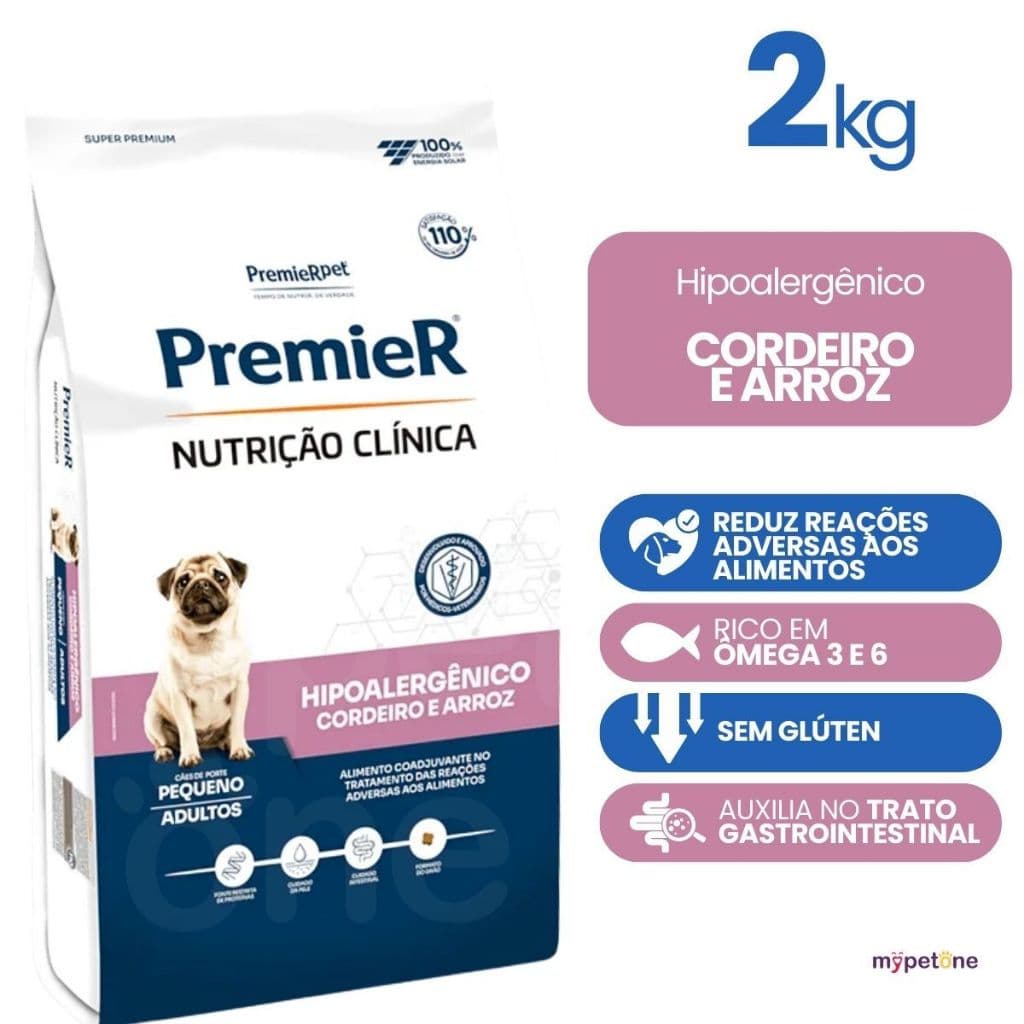 Premier Pet Clínica Hipoalérgico Cordeiro Cães Pequeno 2kg