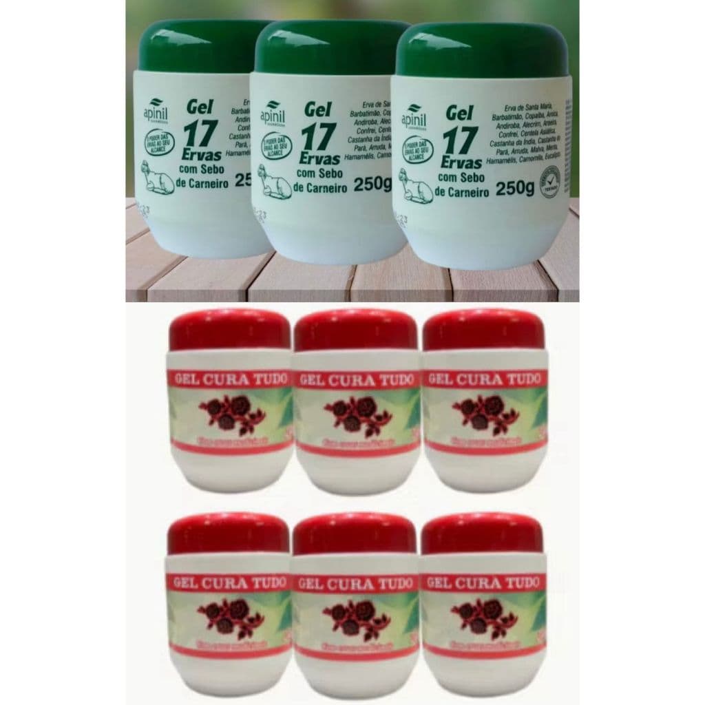 Kit 3 Pote 17 ervas e 6 Gel tampa vermelha pote 240g -APINIL