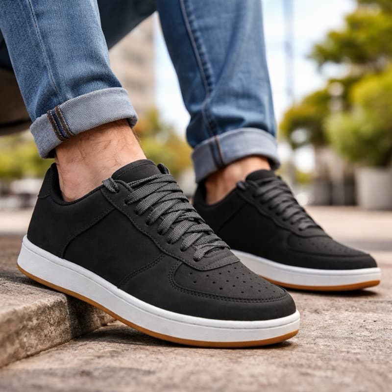 Tênis Casual Feminino Masculino Sapato Preto Confortável Premium
