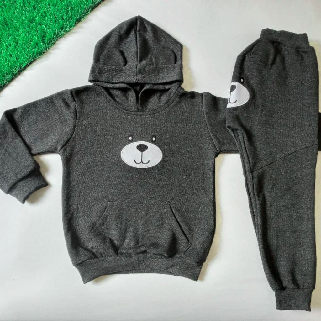 Conjunto Infantil Moletom Inverno Ursinho Bordado na blusa e calça  Bebê Menino Menina Quentinho para Bebê Menino Menina
