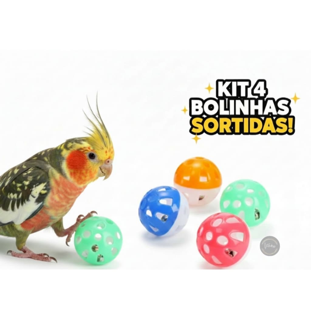 Bolinha Interativa com Guizo para Passarinhos – Ideal para Calopsitas 4 unidades