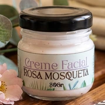 Hidratante Facial de Rosa Mosqueta Creme Clareador e Antiacne Natural e Vegano