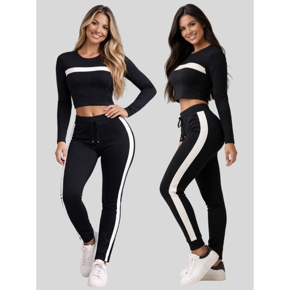 Conjunto Feminino Tipo Moletom Ribana Canelado Cintura Alta Conforto Lançamento