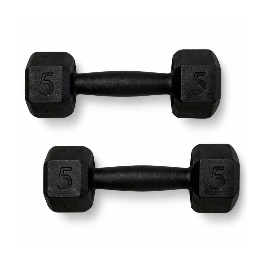 Kit Par Halter 5 Kg Sextavado Pintado - Peso De Academia