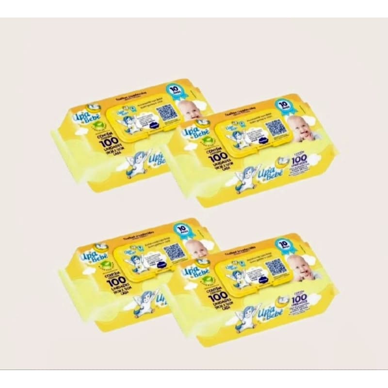 Kit C/4 pacotes de lenços Umedecidos UPA bebê perfeito para higiene diária do bebê