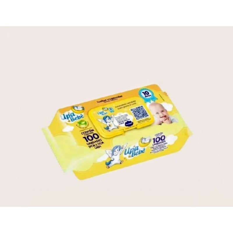 Kit  com 5 pacotes de lenço Umedecidos UPA bebê ideal para limpeza diaria do bebe