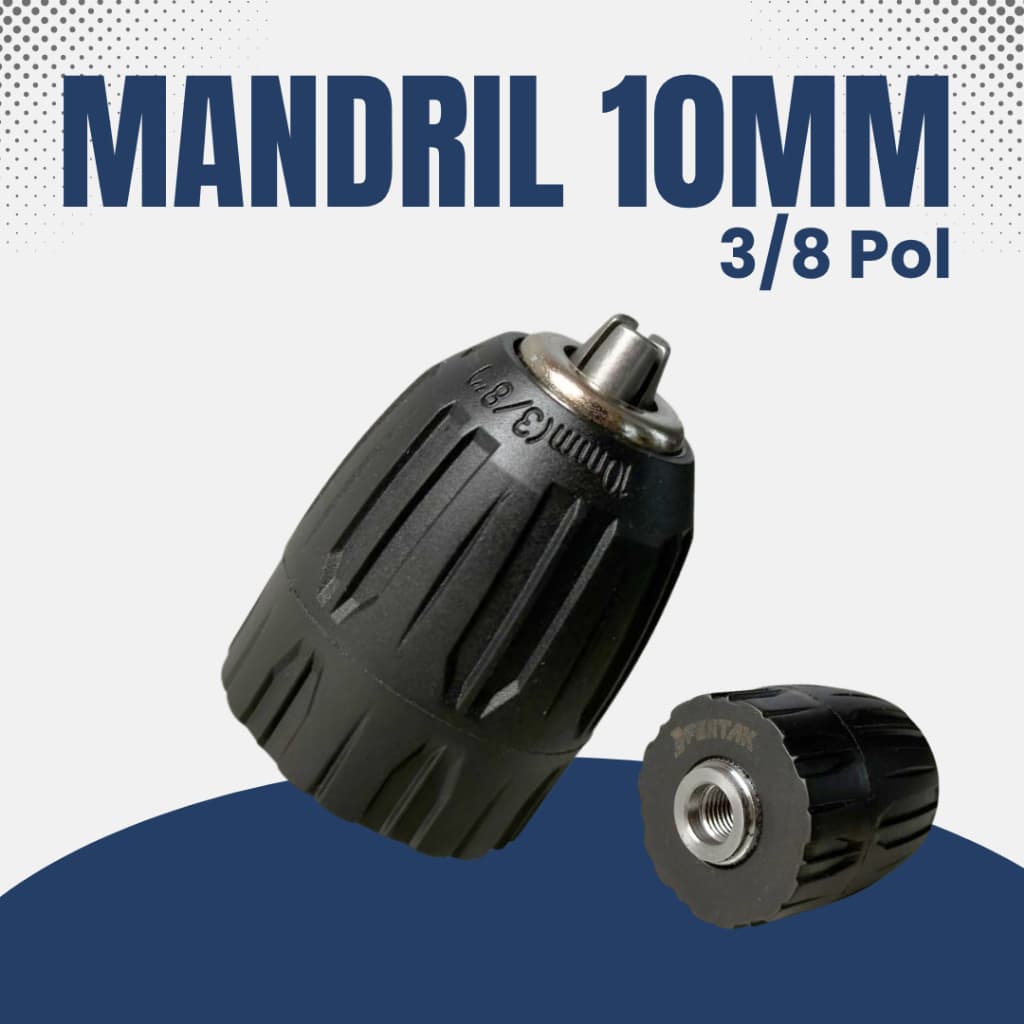 Mandril 10mm Manual De Aperto Rápido Rosca 3/8 Para Furadeira Manual e Parafusadeira a Bateria