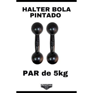 Par Halter Bola 5kg Pintado Treino Musculação Fitness Peso Funcional Academia