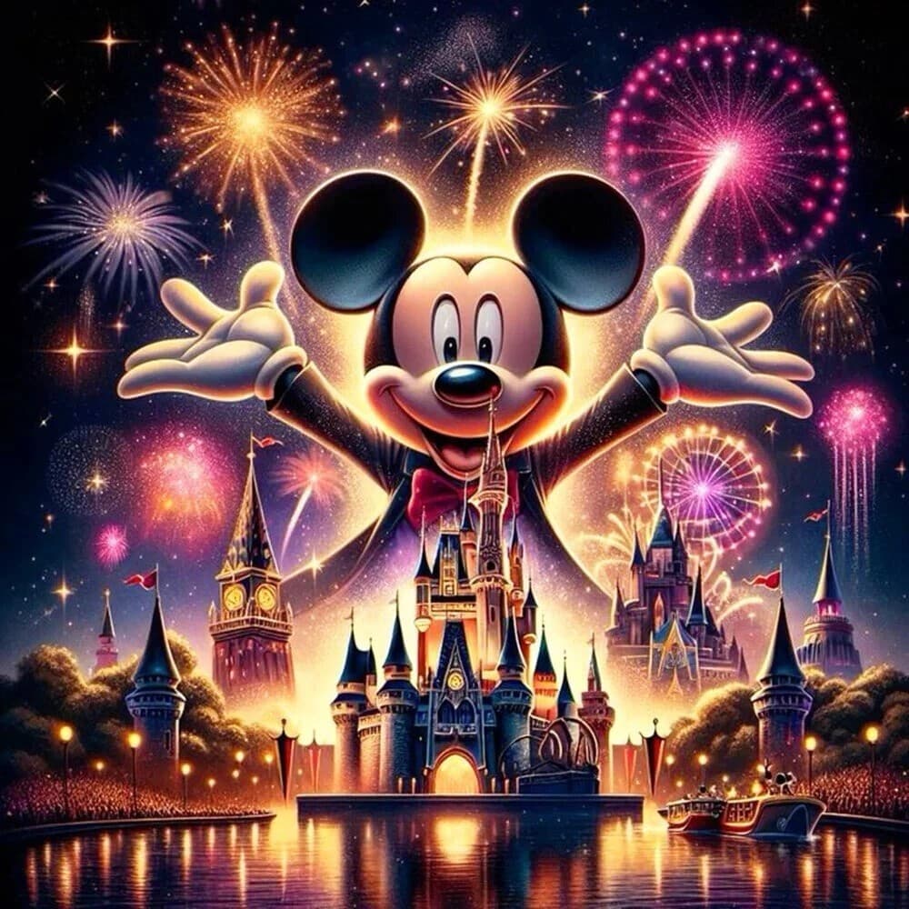Kit Pintura Diamante 5d Mickey Castelo Disney 30x30 Terapia
