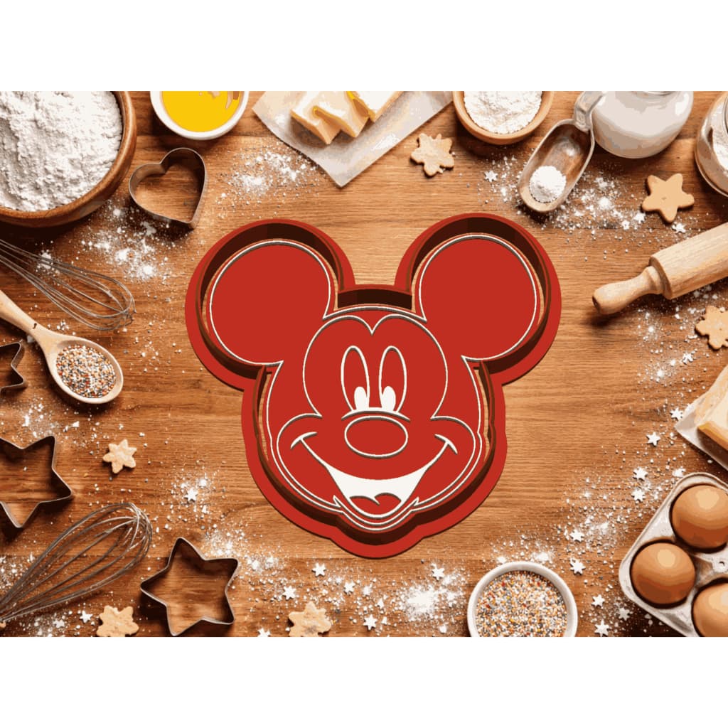 KIT CORTADOR E CARIMBO PARA BISCOITO, COOKIE, PASTA AMERICANA, MASSINHA DE MODELAR Mickey e da Minnie