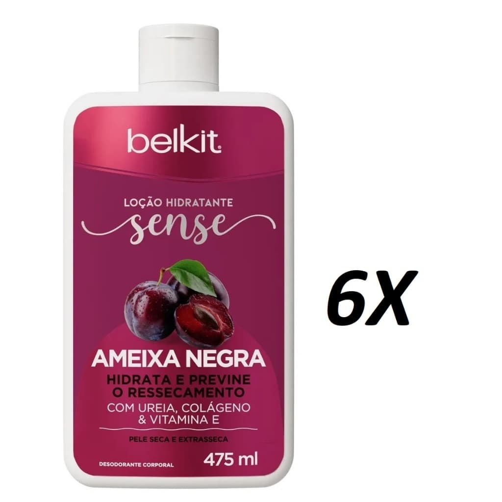 Kit 6 Hidratante Corporal Ameixa Negra 475ml BELKIT | Loção Hidratante para pele seca e ressacada