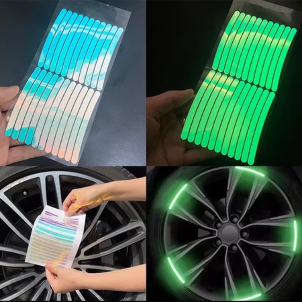 Adesivos para Rodas De Carro/Moto Refletivos De Listras Decorativas,  Aviso De Segurança Noturna
