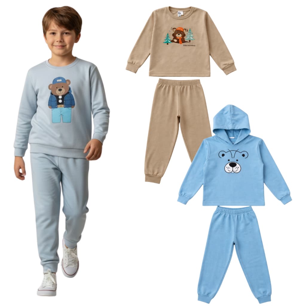 Conjunto de Moletom Menino | Conjunto de Moletom Inverno Masculino | Roupa Inverno Tamanho 1 ao 14 anos
