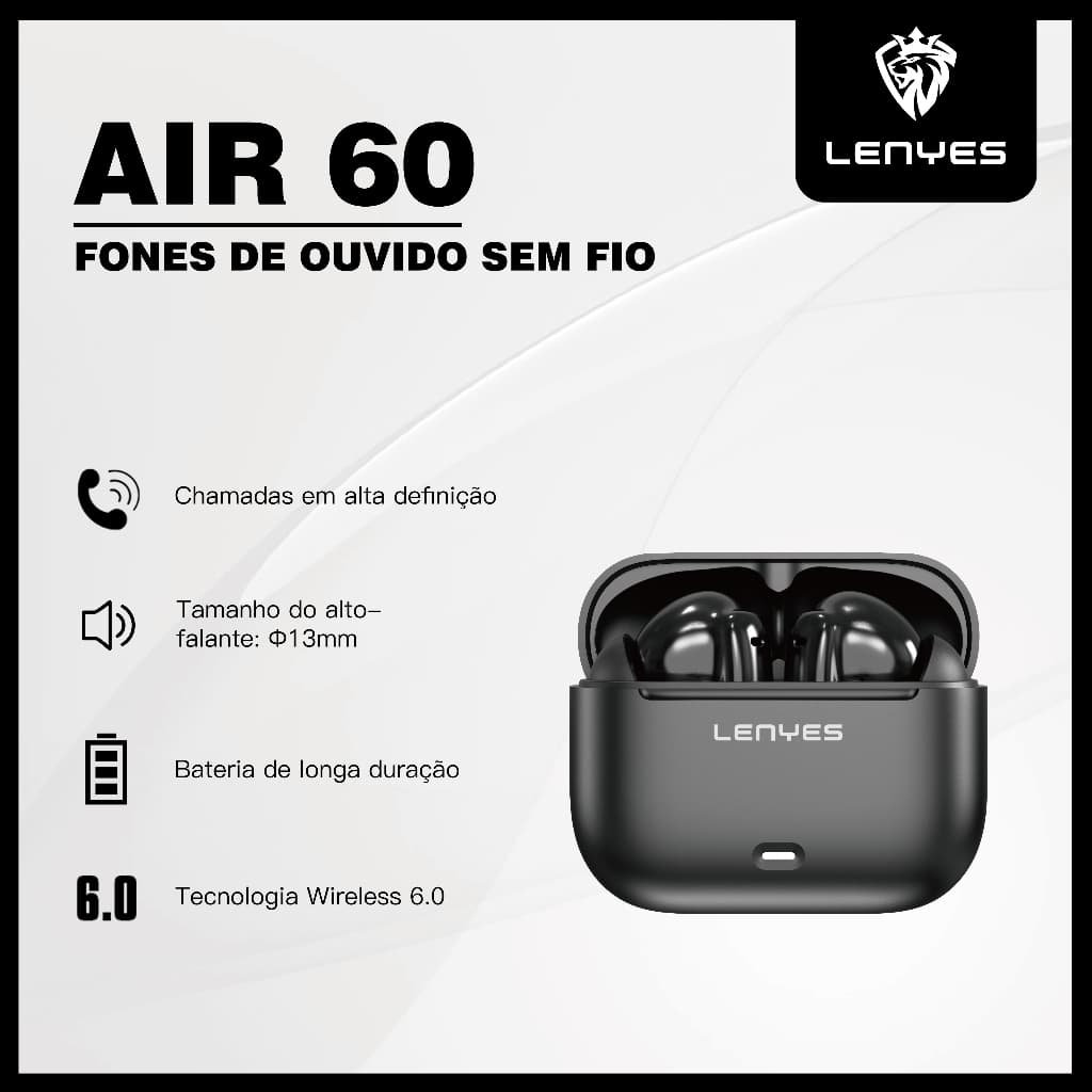 LENYES Fone de Ouvido Bluetooth Sem Fio Som de Alta Fidelidade 20h de Bateria e Microfone