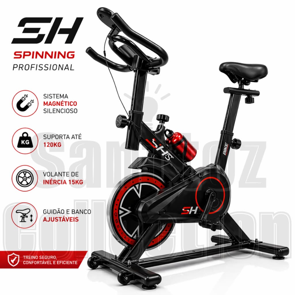 Bicicleta Spinning Ergométrica SH Profissional Até 120kg de Academia Para Exercícios Com Monitor