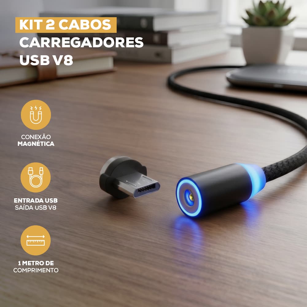 Cabo Magnético Sumexr Sx-b16v8  e V8 Android Led Cabo Rápido Cor Azul