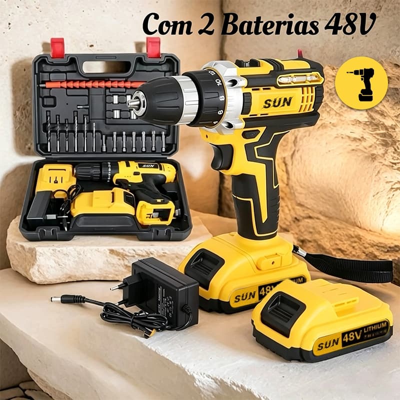 Furadeira Parafusadeira  48V 1/2 Bateria  3 funções de Elétrica Sem Fio Impacto Completo Acessórios
