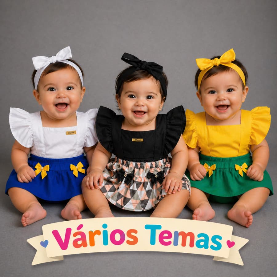 Jardineira Romper Bebê Menina Body Temático Book Festa Mesversário