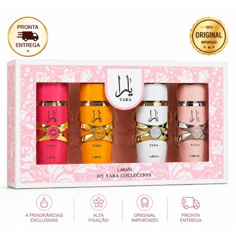 Kit Yara Lattafa Original 4 Perfumes 25ml Feminino Alta Fixação Importado